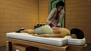 Asian step massages his after she visits him at work &vert;&vert; Japanese and